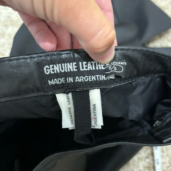 Vintage Made In Argentina Women's Genuine Leather Lined Pencil Skirt Size 5/6 - Picture 6 of 7